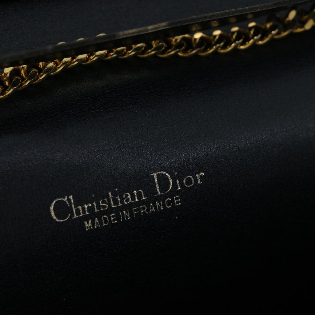 CHRISTIAN DIOR Trotter Canvas Chain Shoulder Bag Navy Auth rd2392