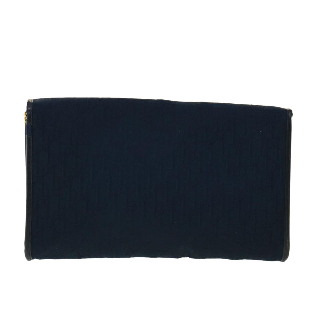 CHRISTIAN DIOR Trotter Canvas Chain Shoulder Bag Navy Auth rd2392