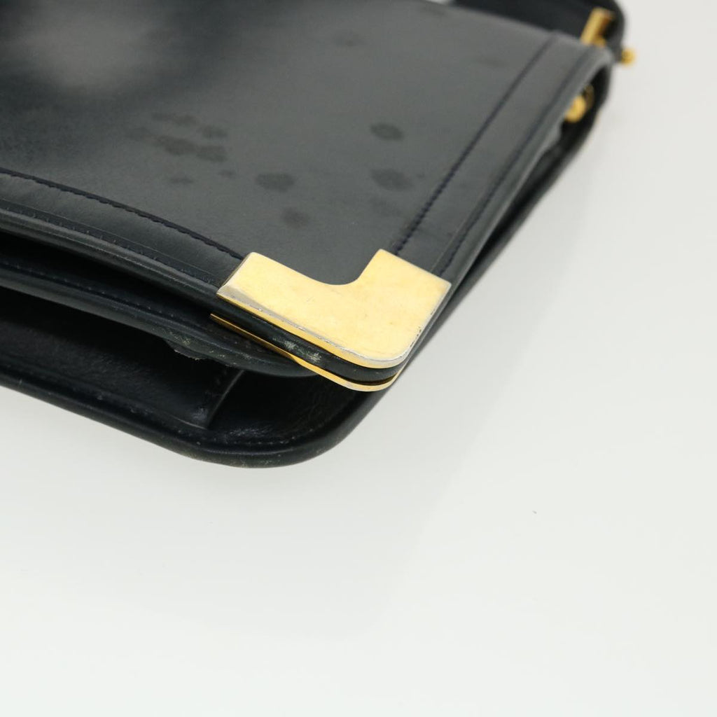 CHRISTIAN DIOR Shoulder Bag Leather Navy Auth rd2984