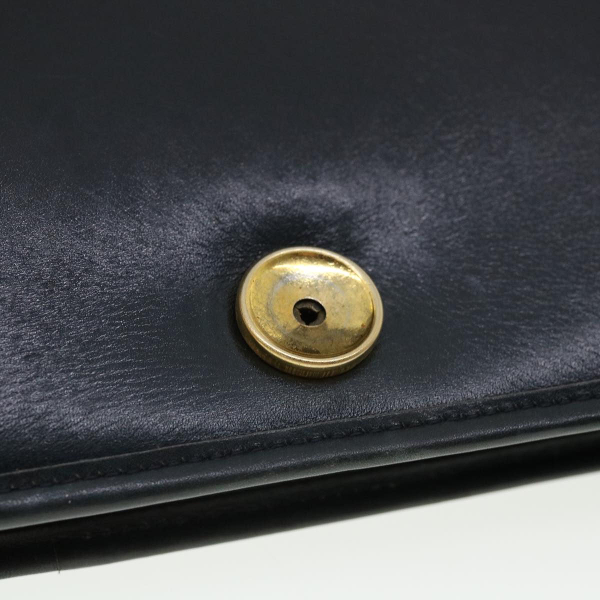 CHRISTIAN DIOR Shoulder Bag Leather Navy Auth rd2984