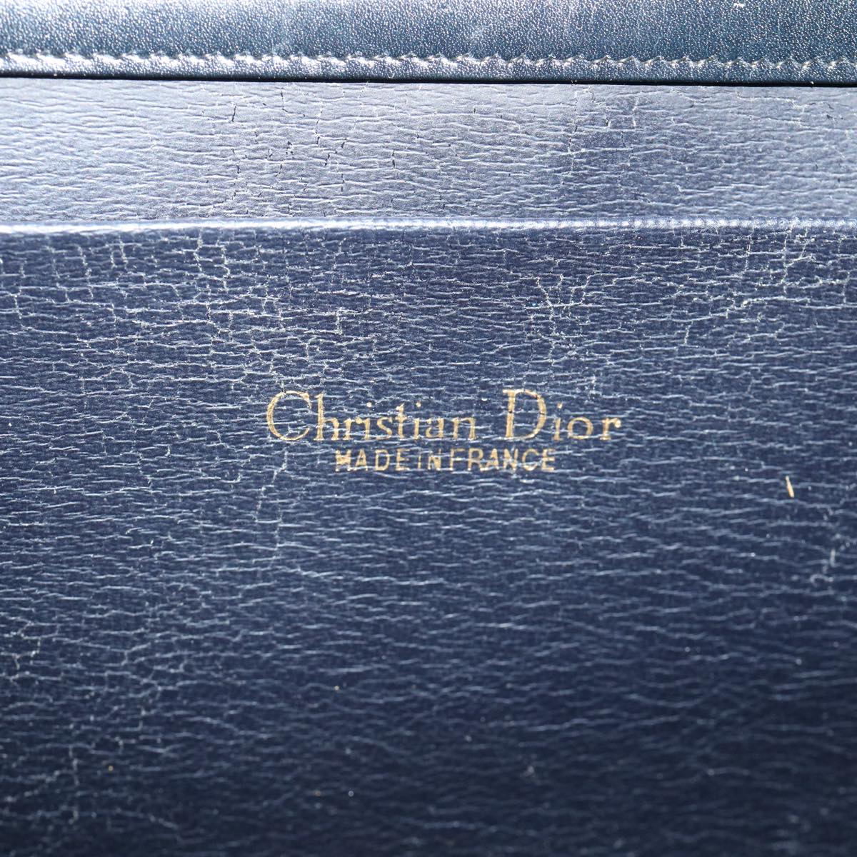 CHRISTIAN DIOR Shoulder Bag Leather Navy Auth rd2984