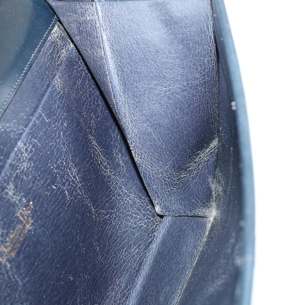 CHRISTIAN DIOR Shoulder Bag Leather Navy Auth rd2984