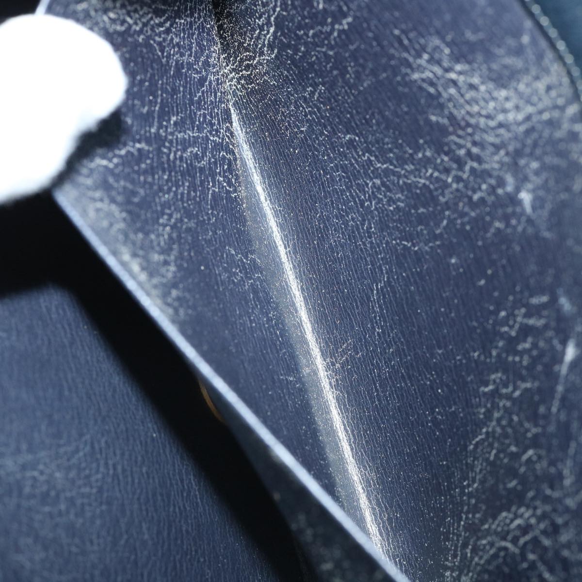 CHRISTIAN DIOR Shoulder Bag Leather Navy Auth rd2984