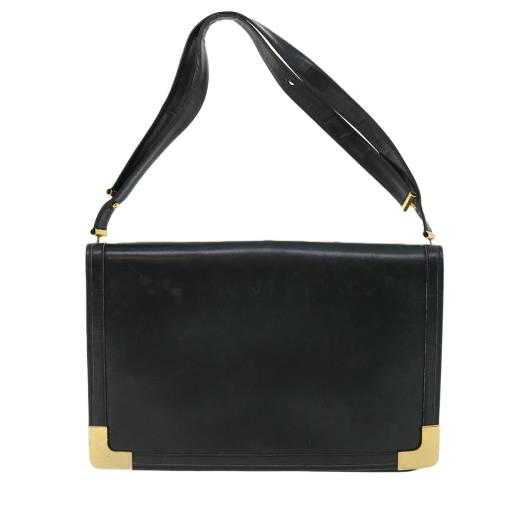 CHRISTIAN DIOR Shoulder Bag Leather Navy Auth rd2984