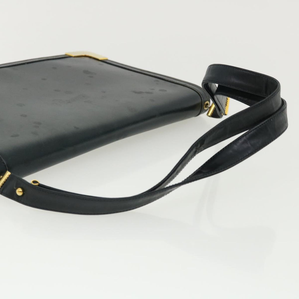 CHRISTIAN DIOR Shoulder Bag Leather Navy Auth rd2984
