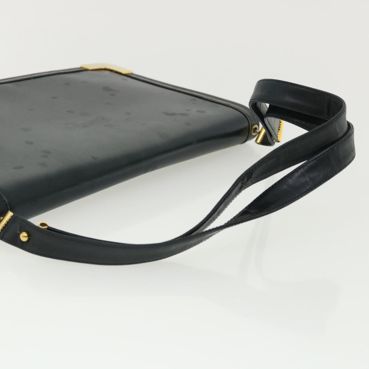 CHRISTIAN DIOR Shoulder Bag Leather Navy Auth rd2984