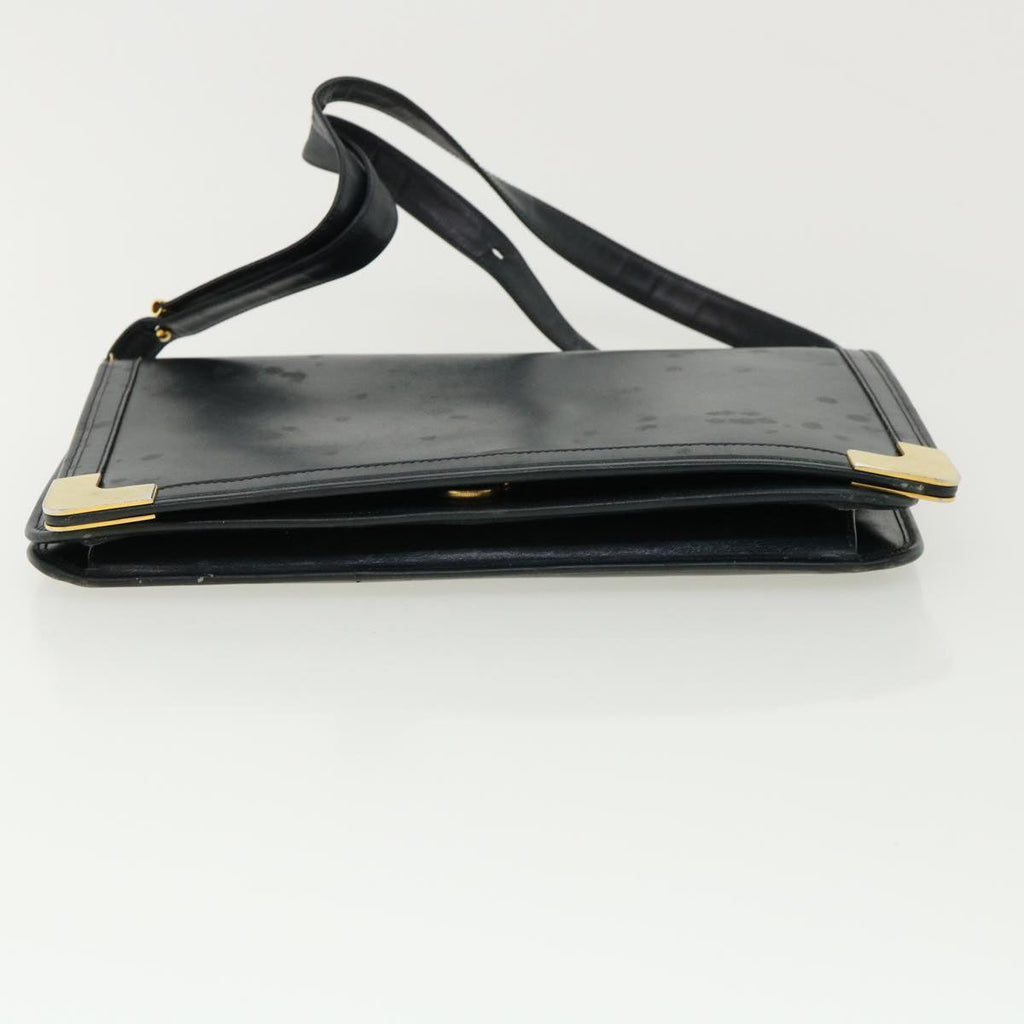 CHRISTIAN DIOR Shoulder Bag Leather Navy Auth rd2984