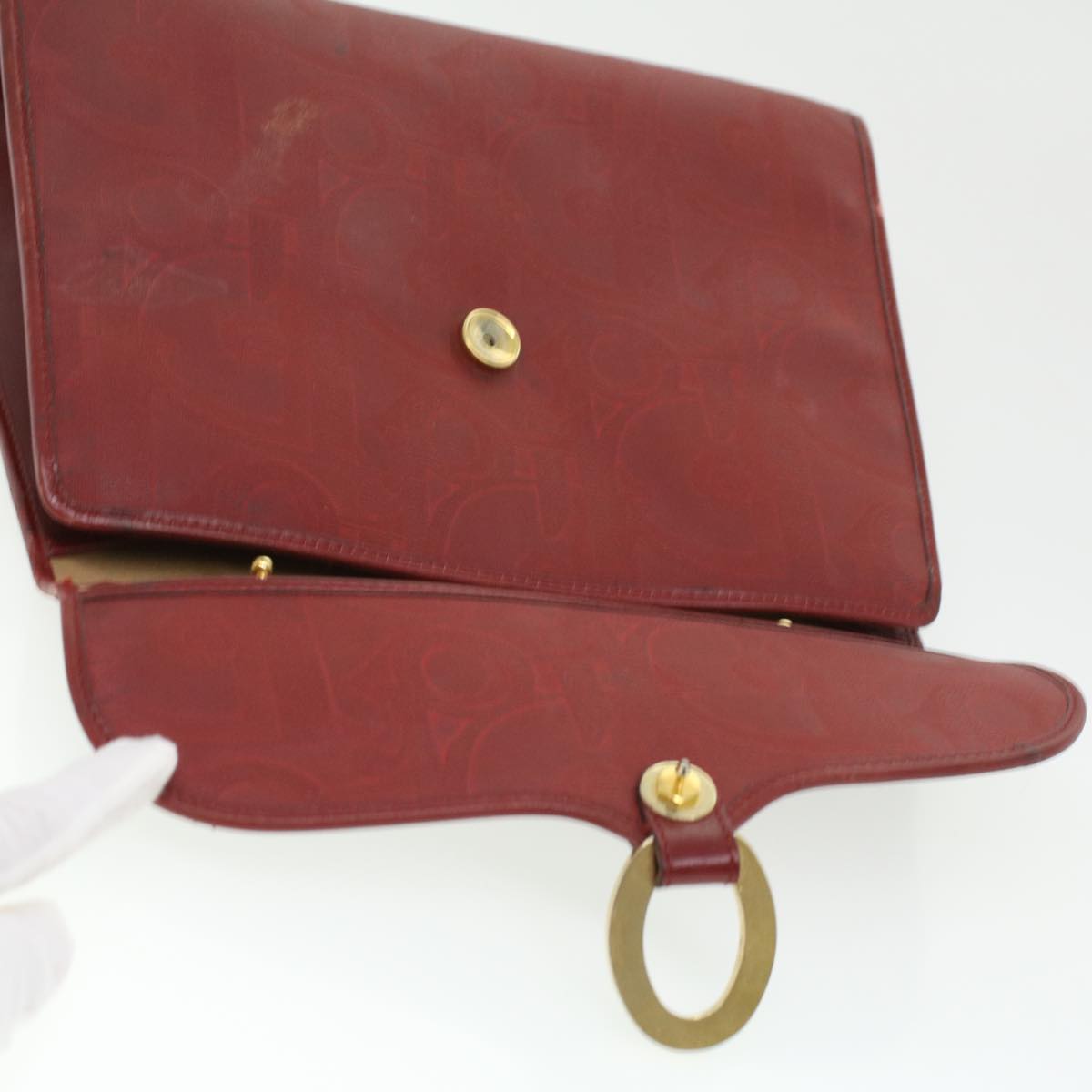 CHRISTIAN DIOR Trotter Canvas Hand Bag Red Auth rd3836