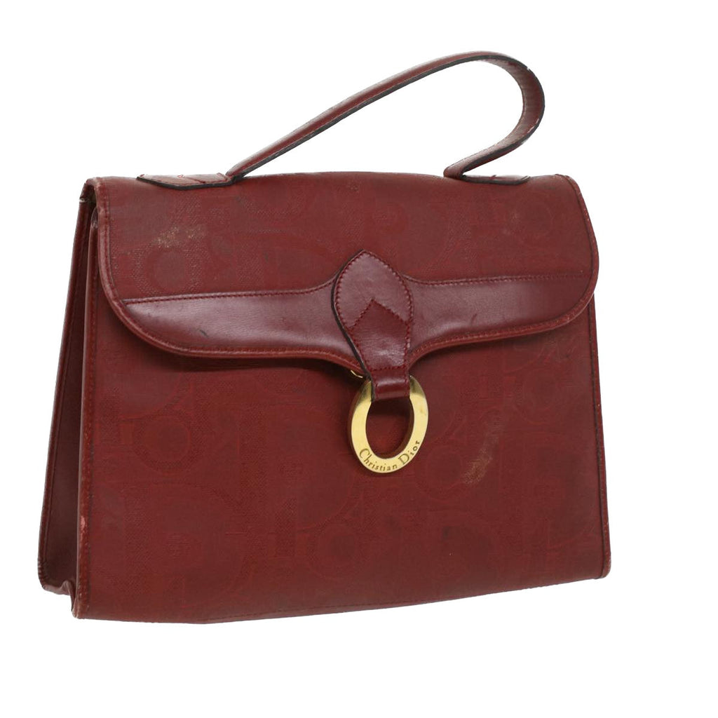 CHRISTIAN DIOR Trotter Canvas Hand Bag Red Auth rd3836