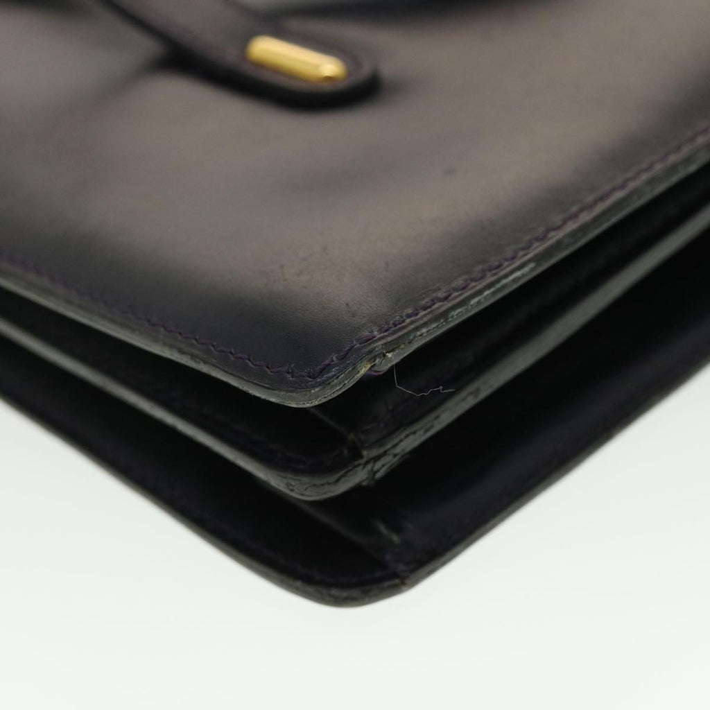 CHRISTIAN DIOR Shoulder Bag Leather Navy Auth rd4751