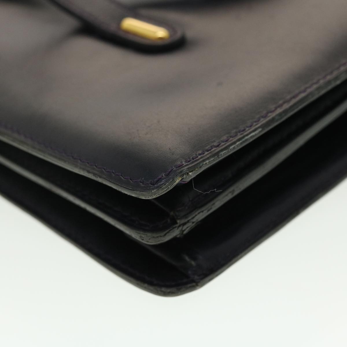 CHRISTIAN DIOR Shoulder Bag Leather Navy Auth rd4751