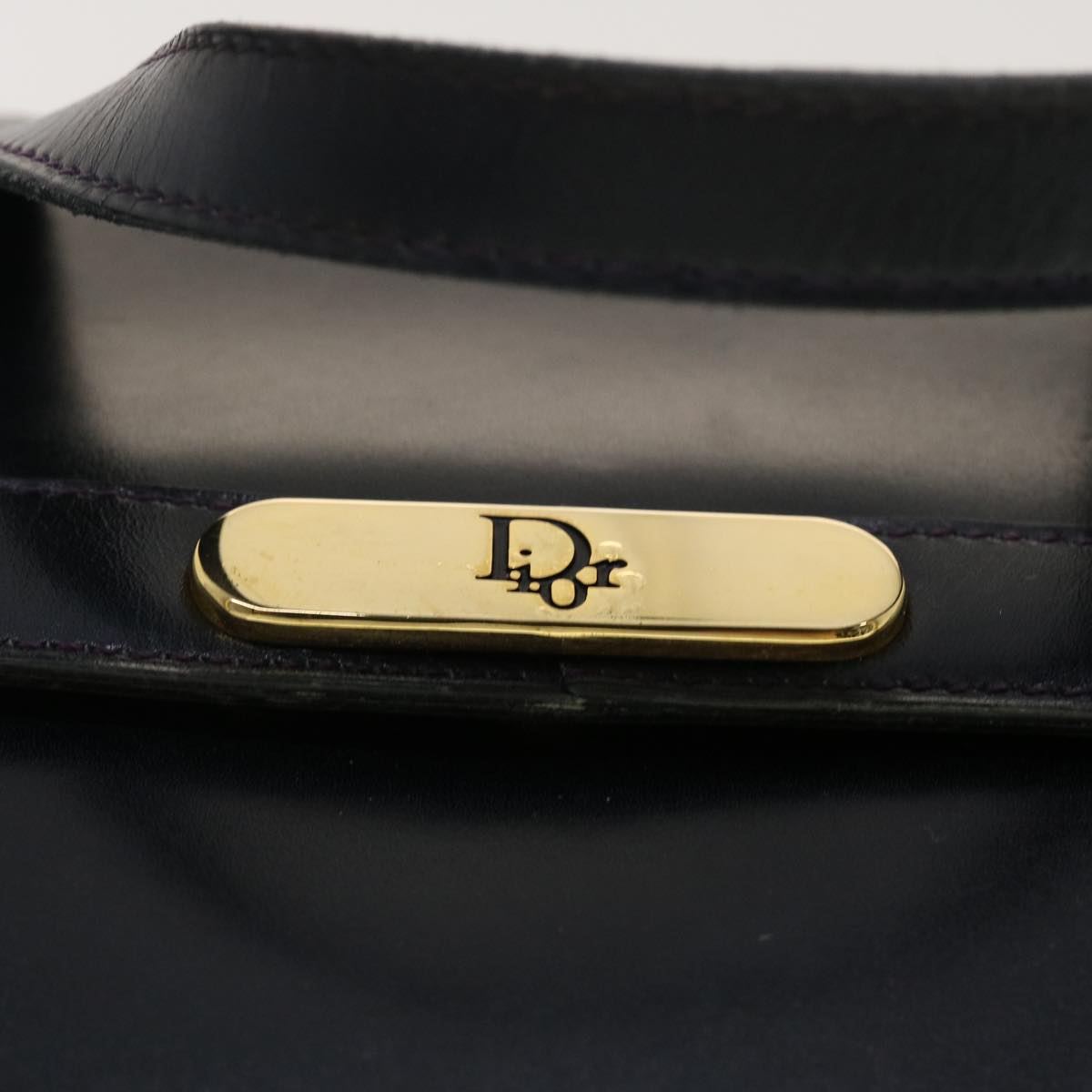 CHRISTIAN DIOR Shoulder Bag Leather Navy Auth rd4751