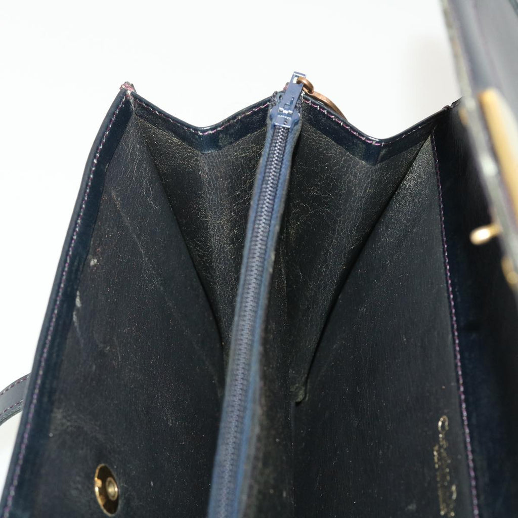 CHRISTIAN DIOR Shoulder Bag Leather Navy Auth rd4751