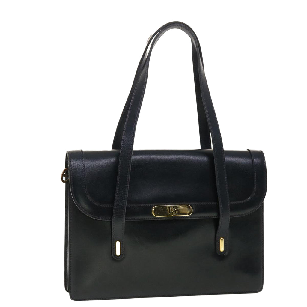 CHRISTIAN DIOR Shoulder Bag Leather Navy Auth rd4751