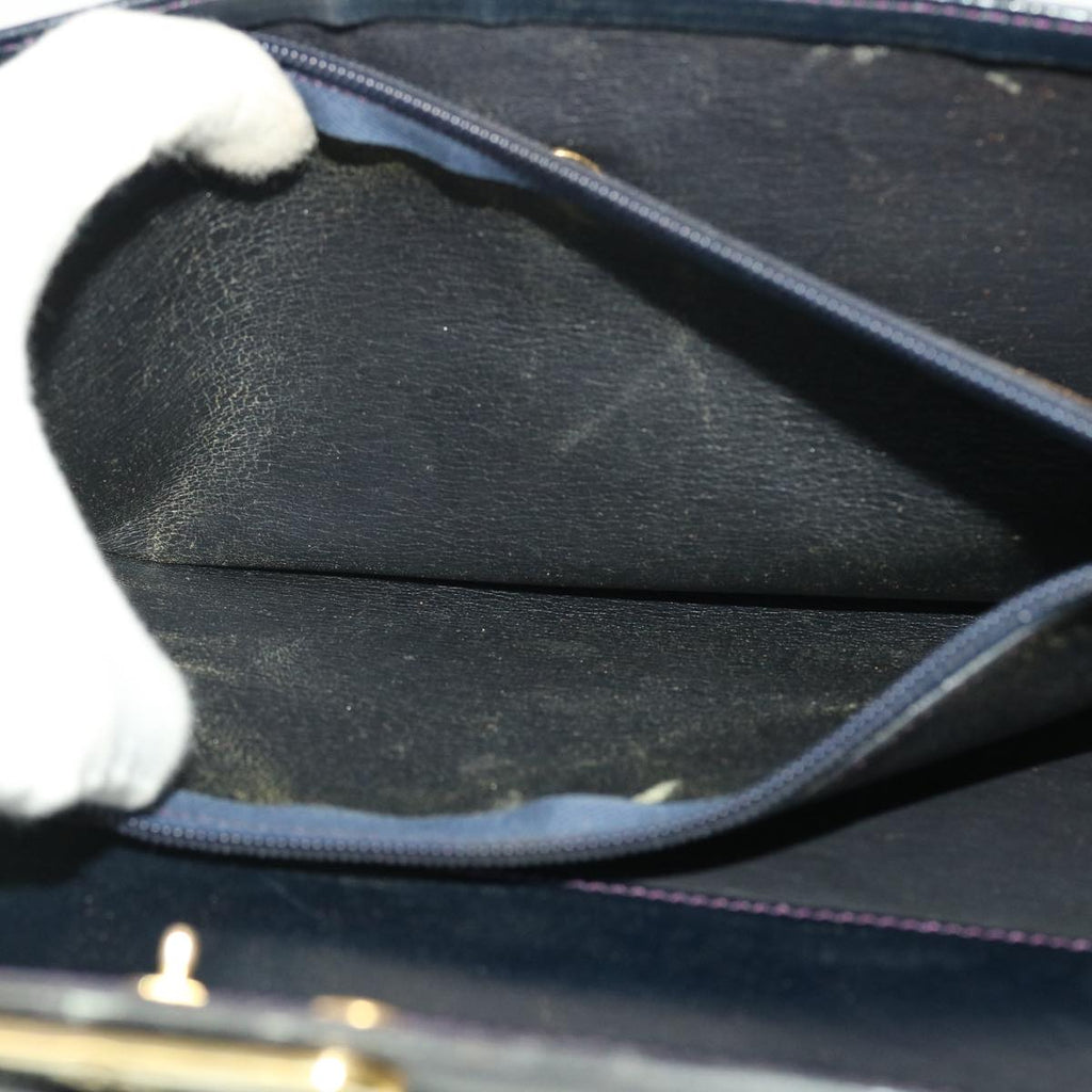 CHRISTIAN DIOR Shoulder Bag Leather Navy Auth rd4751