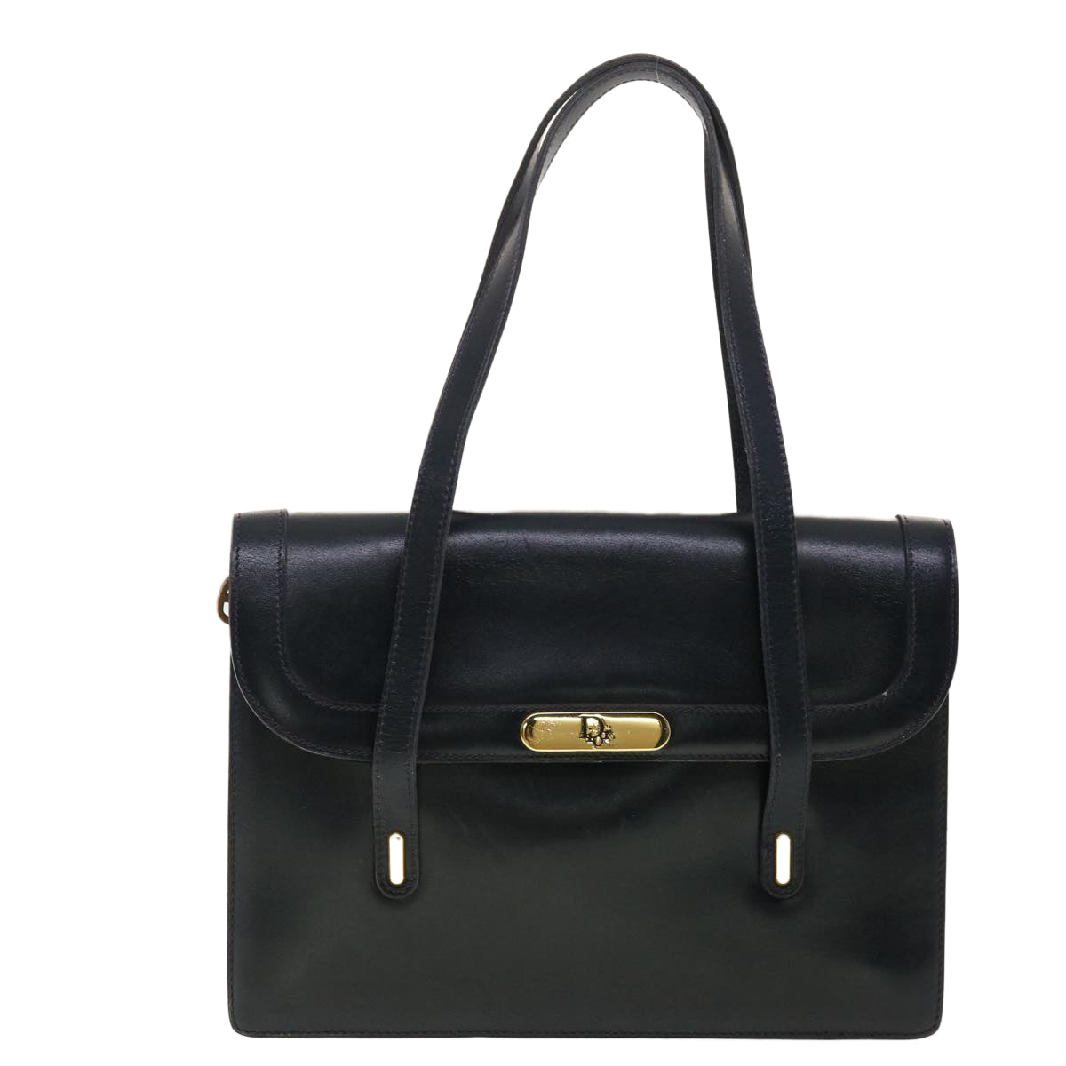 CHRISTIAN DIOR Shoulder Bag Leather Navy Auth rd4751