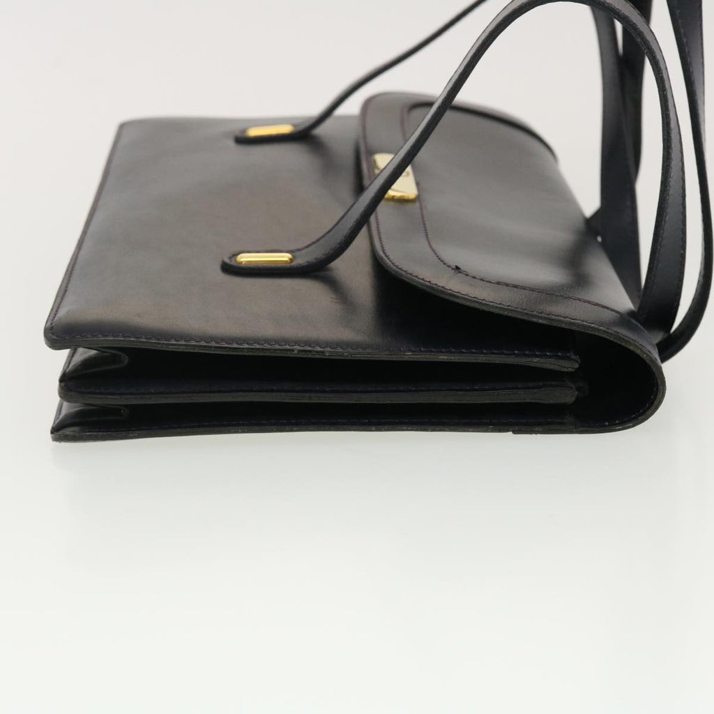 CHRISTIAN DIOR Shoulder Bag Leather Navy Auth rd4751