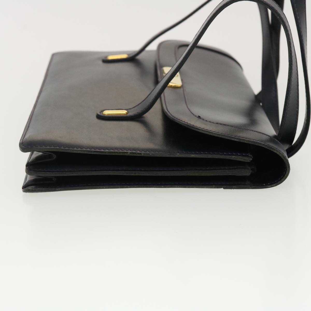 CHRISTIAN DIOR Shoulder Bag Leather Navy Auth rd4751