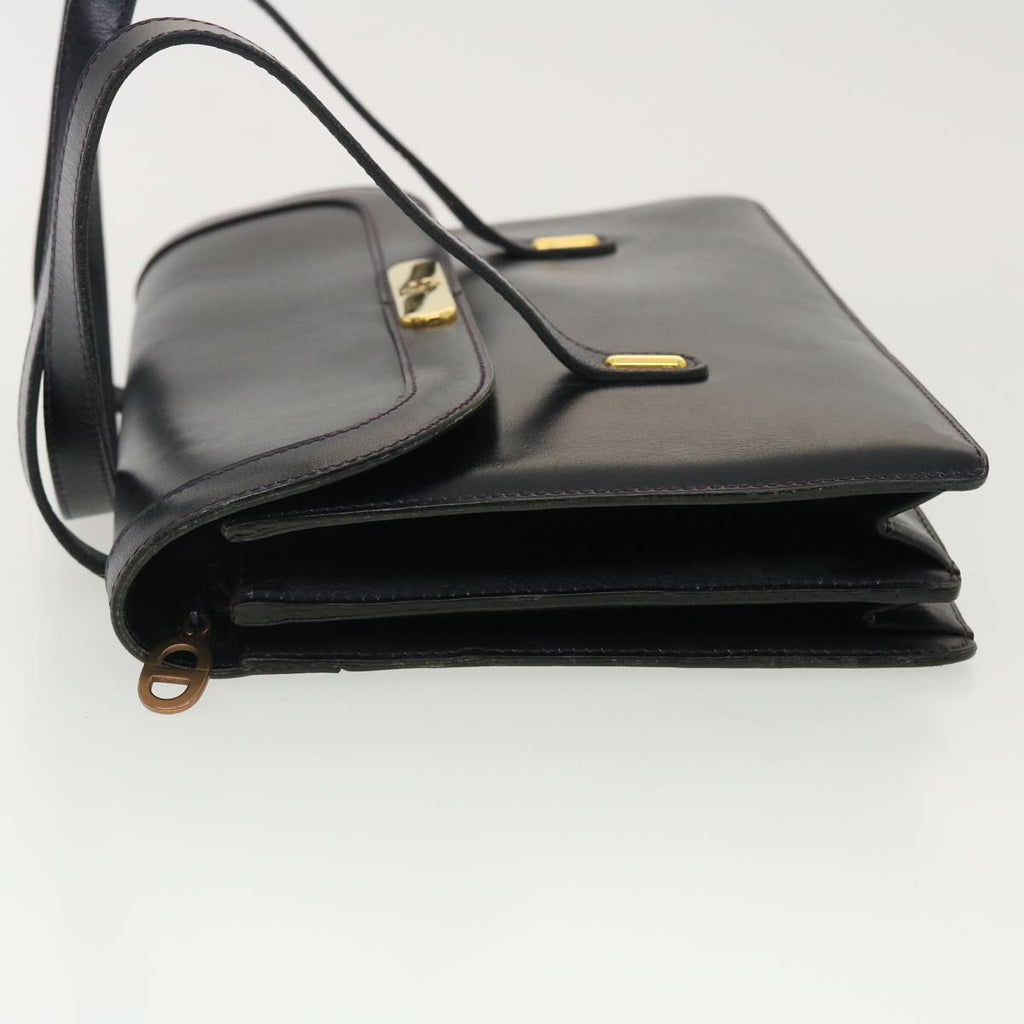 CHRISTIAN DIOR Shoulder Bag Leather Navy Auth rd4751