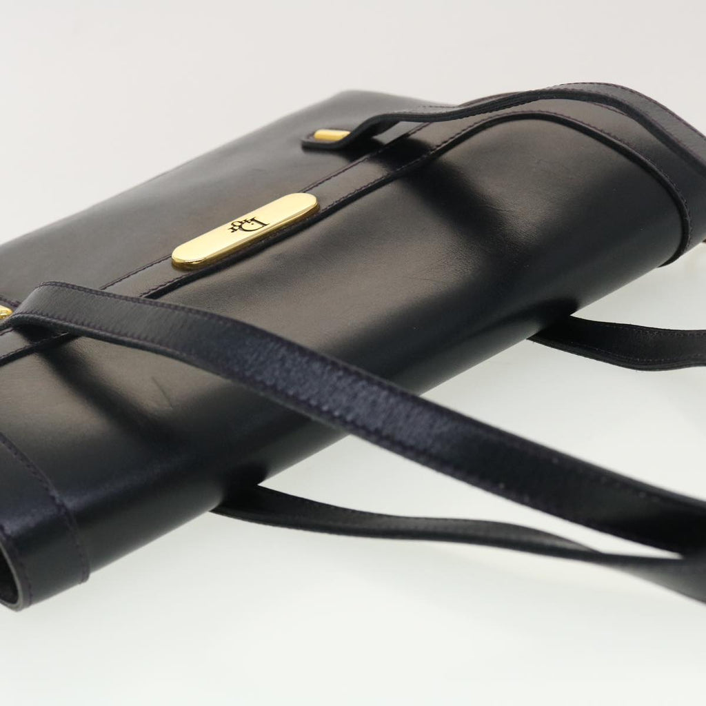 CHRISTIAN DIOR Shoulder Bag Leather Navy Auth rd4751