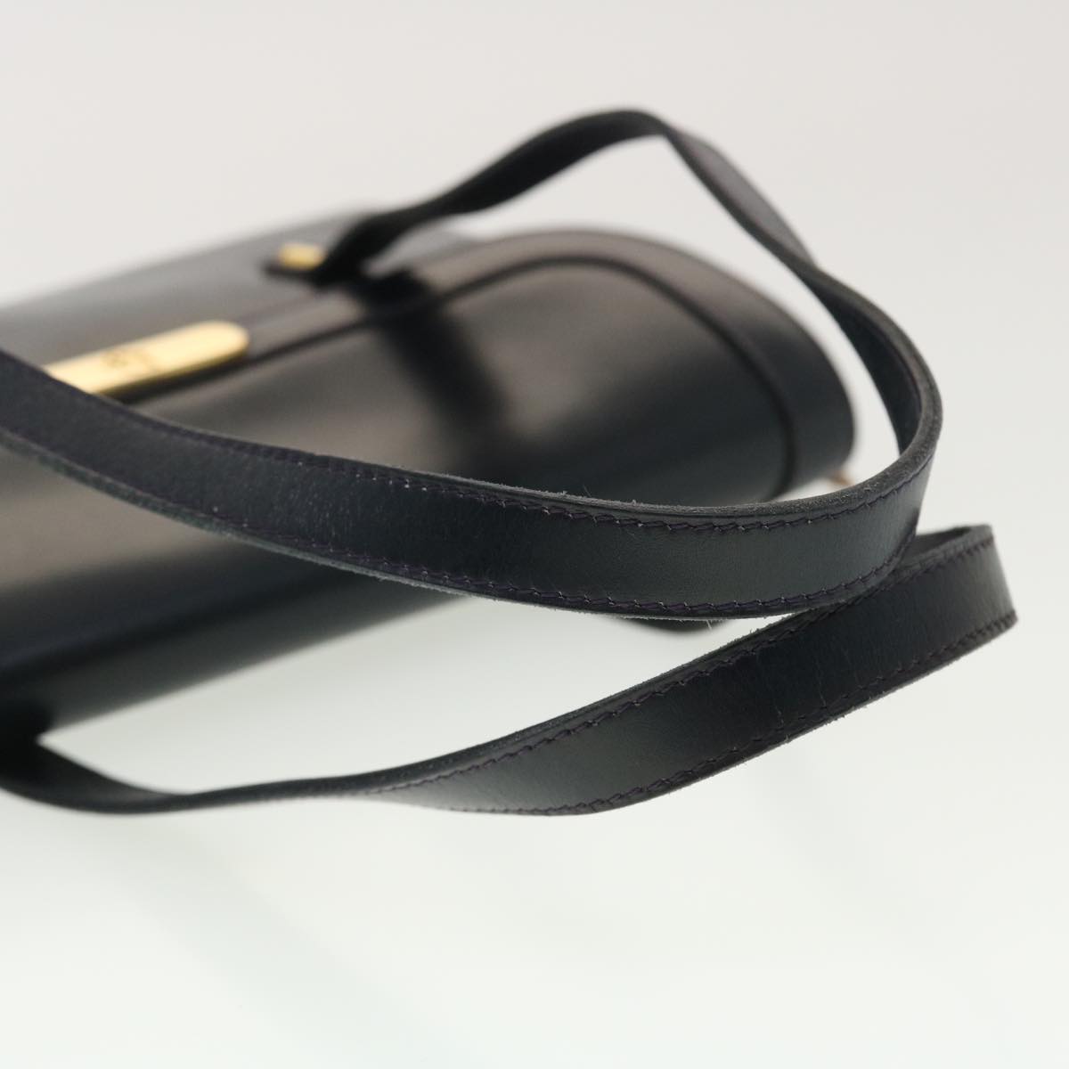 CHRISTIAN DIOR Shoulder Bag Leather Navy Auth rd4751