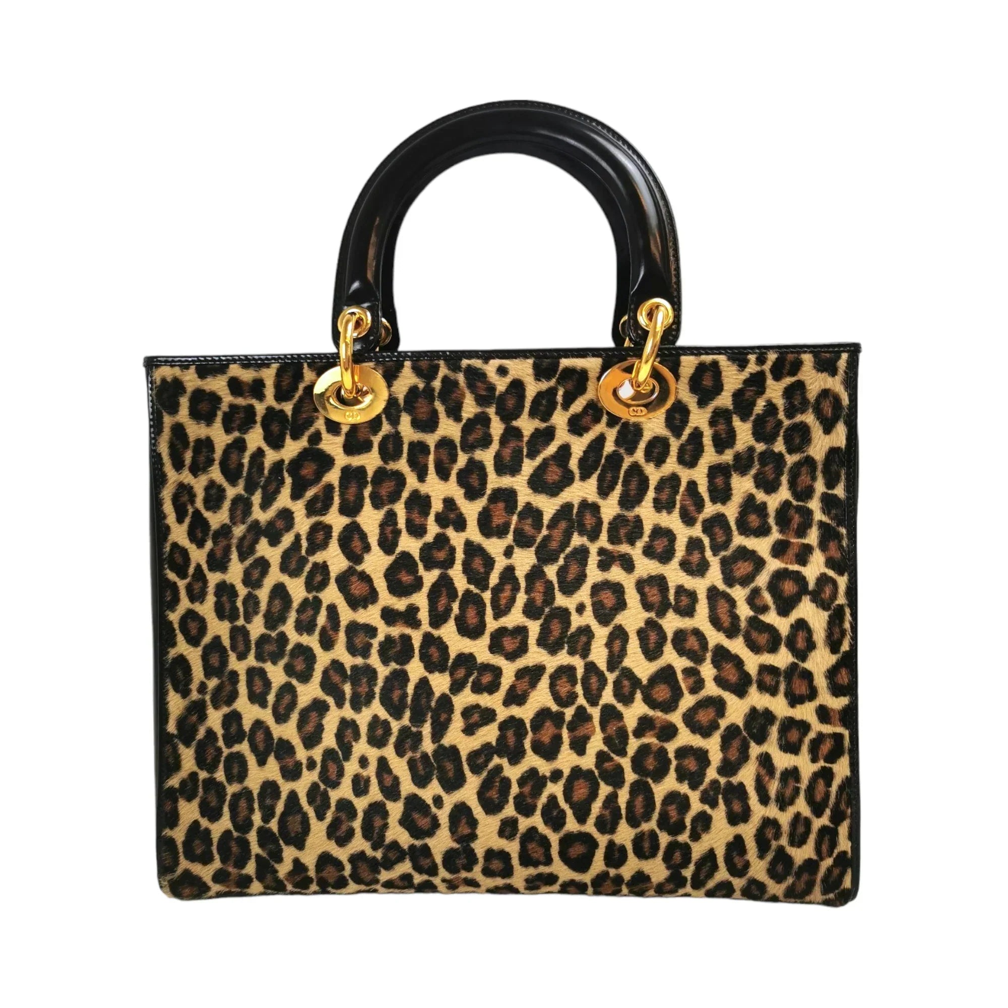 Dior Lady Dior Large Leopard Print Calfhair
