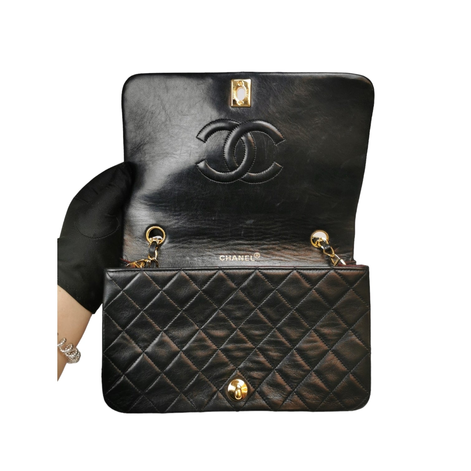 Chanel Full Flap Bag Black Lambskin Gold
