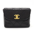 Vintage Chanel Belt Bag Bum Bag Lambskin Leather Black