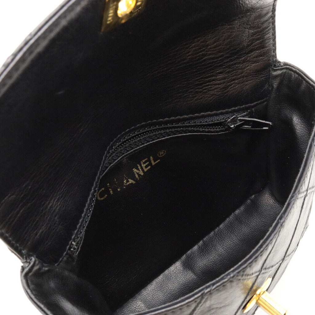 Vintage Chanel Belt Bag Bum Bag Lambskin Leather Black