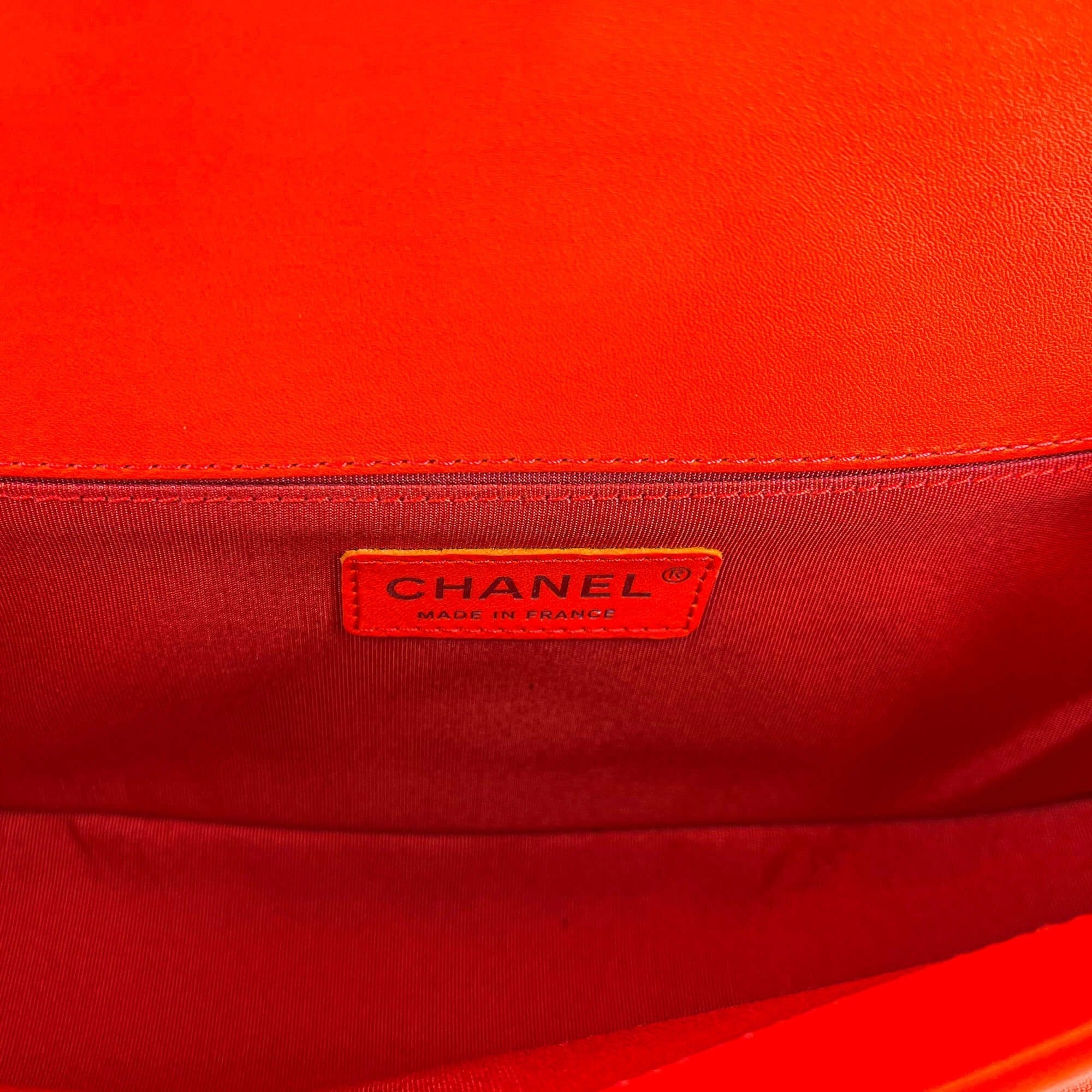 Chanel Boy Chevron Red Ruthenium