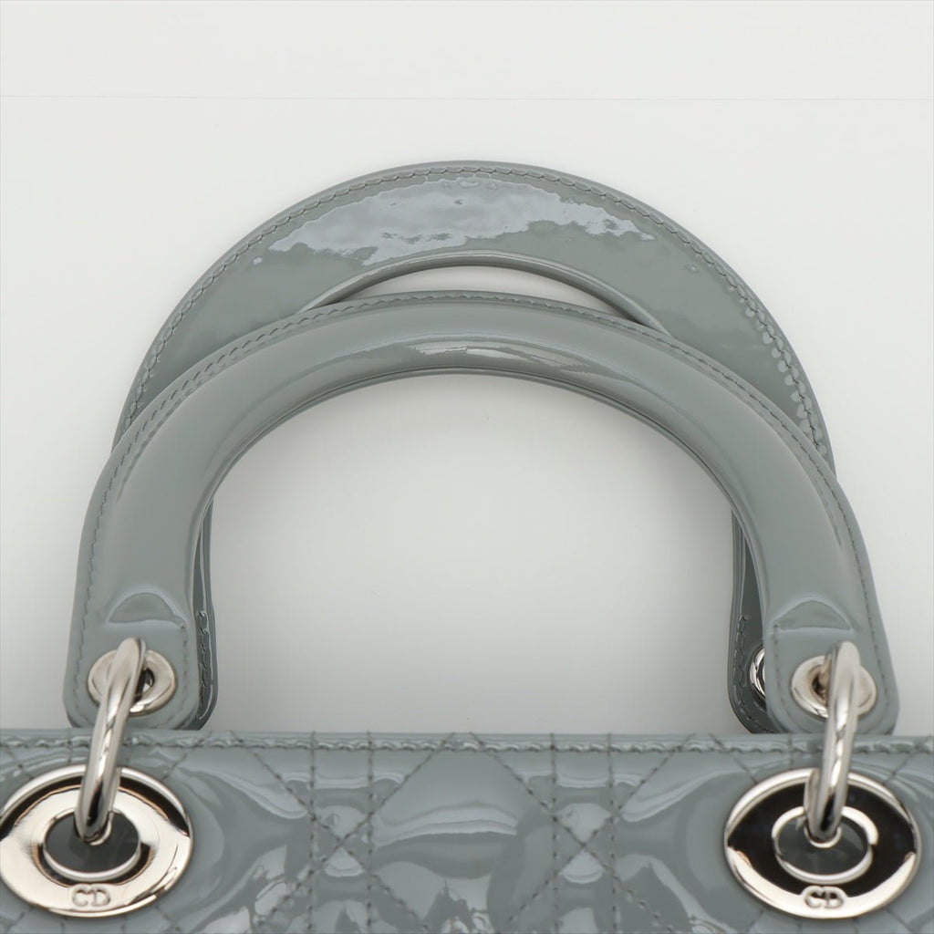Lady Dior Grey Patent Cannage leather 2-way