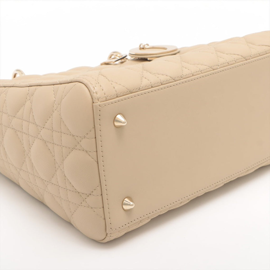 Lady Dior Medium Cannage Leather Beige Bag