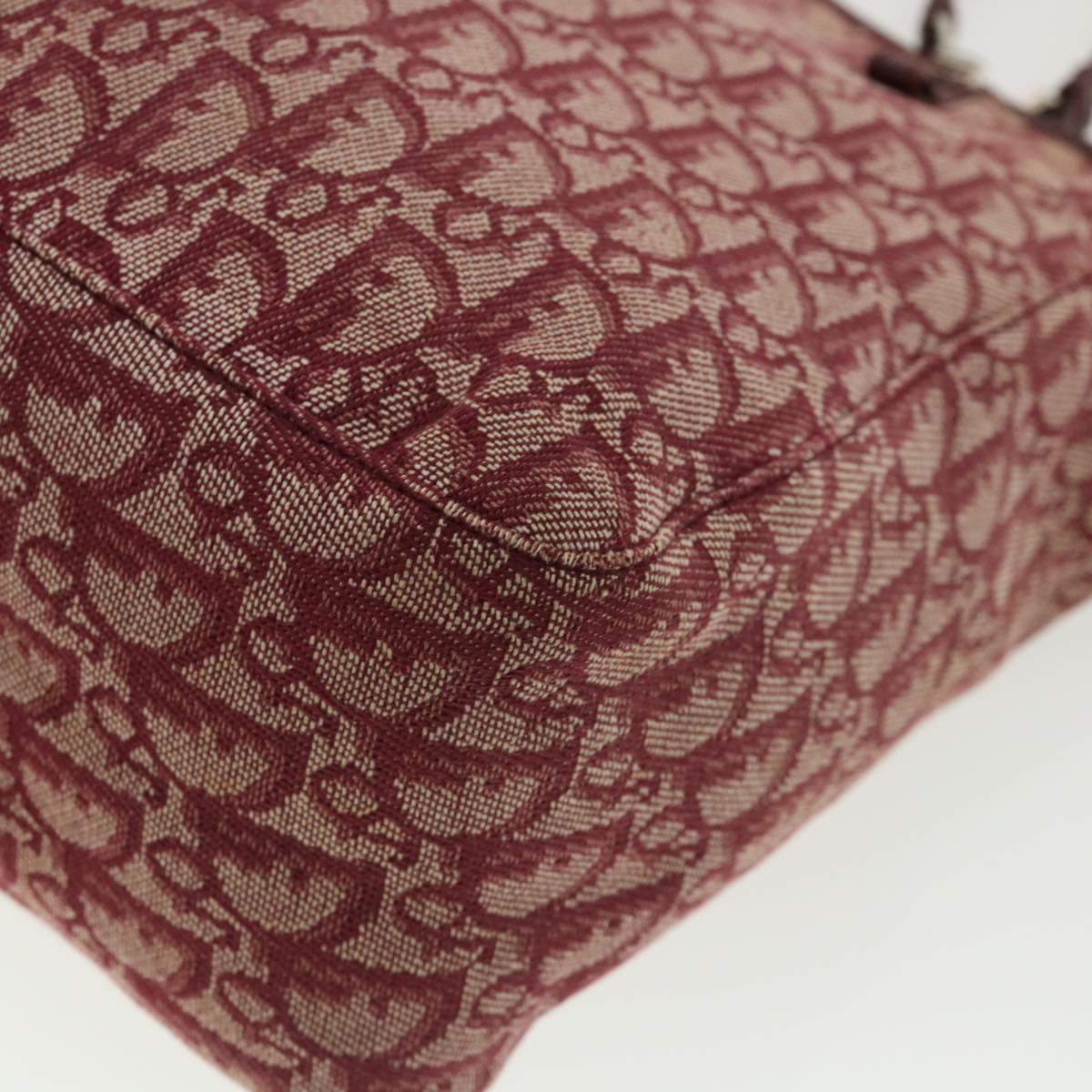CHRISTIAN DIOR Trotter Canvas Tote Bag Red Auth tb175