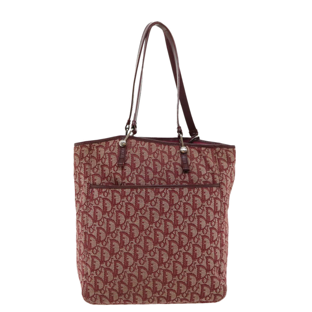 CHRISTIAN DIOR Trotter Canvas Tote Bag Red Auth tb175