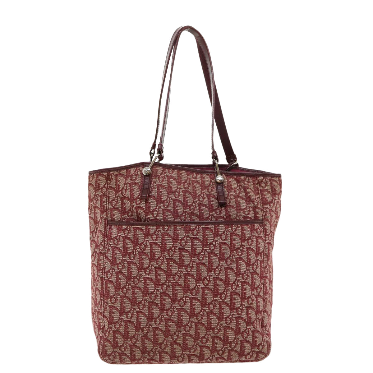 CHRISTIAN DIOR Trotter Canvas Tote Bag Red Auth tb175