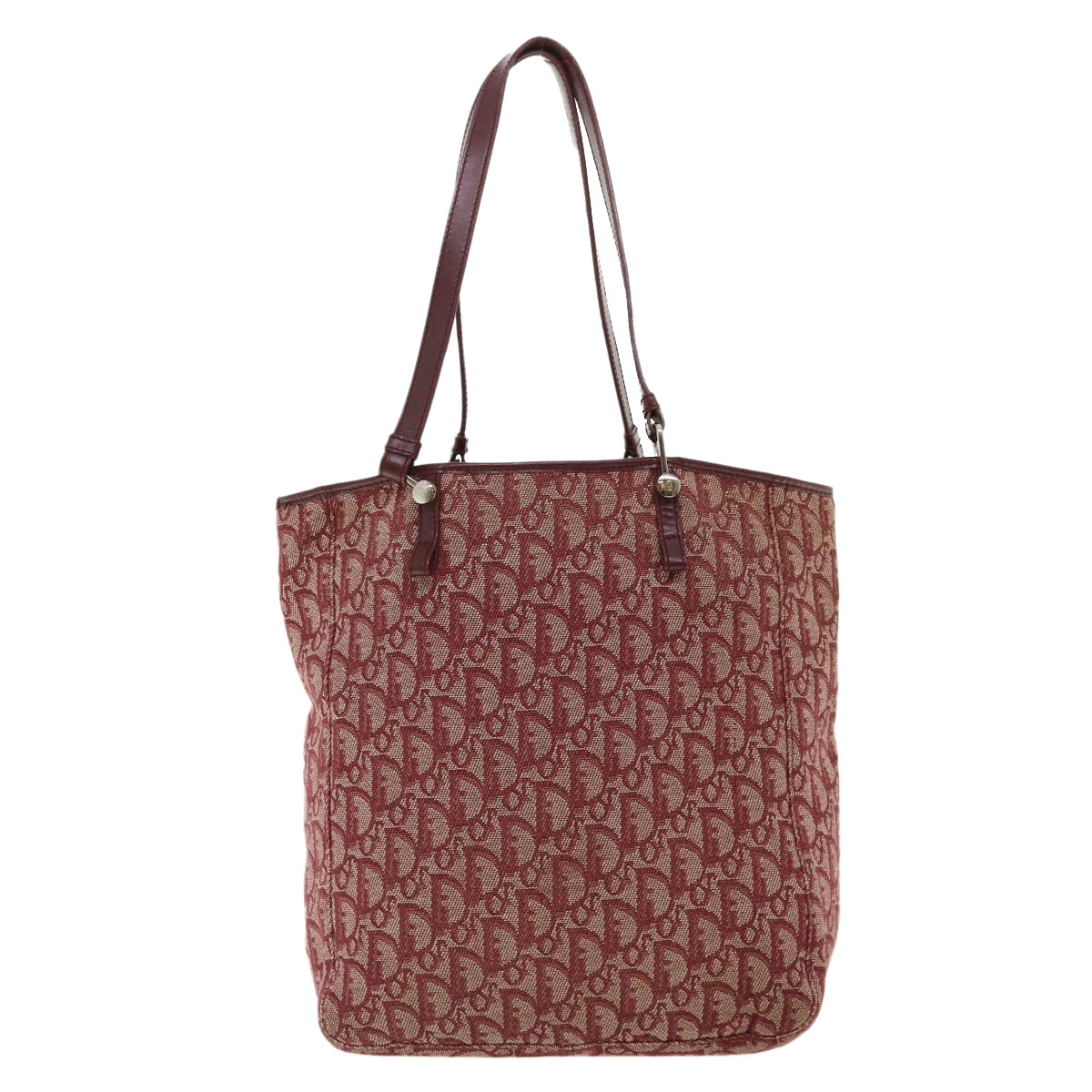 CHRISTIAN DIOR Trotter Canvas Tote Bag Red Auth tb175