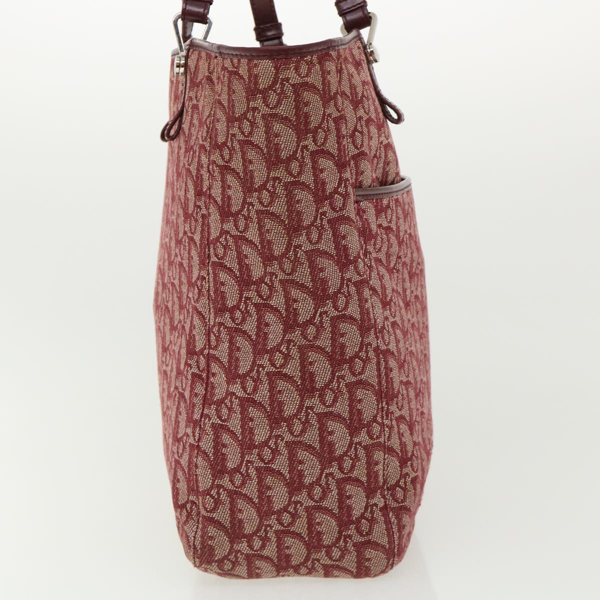 CHRISTIAN DIOR Trotter Canvas Tote Bag Red Auth tb175