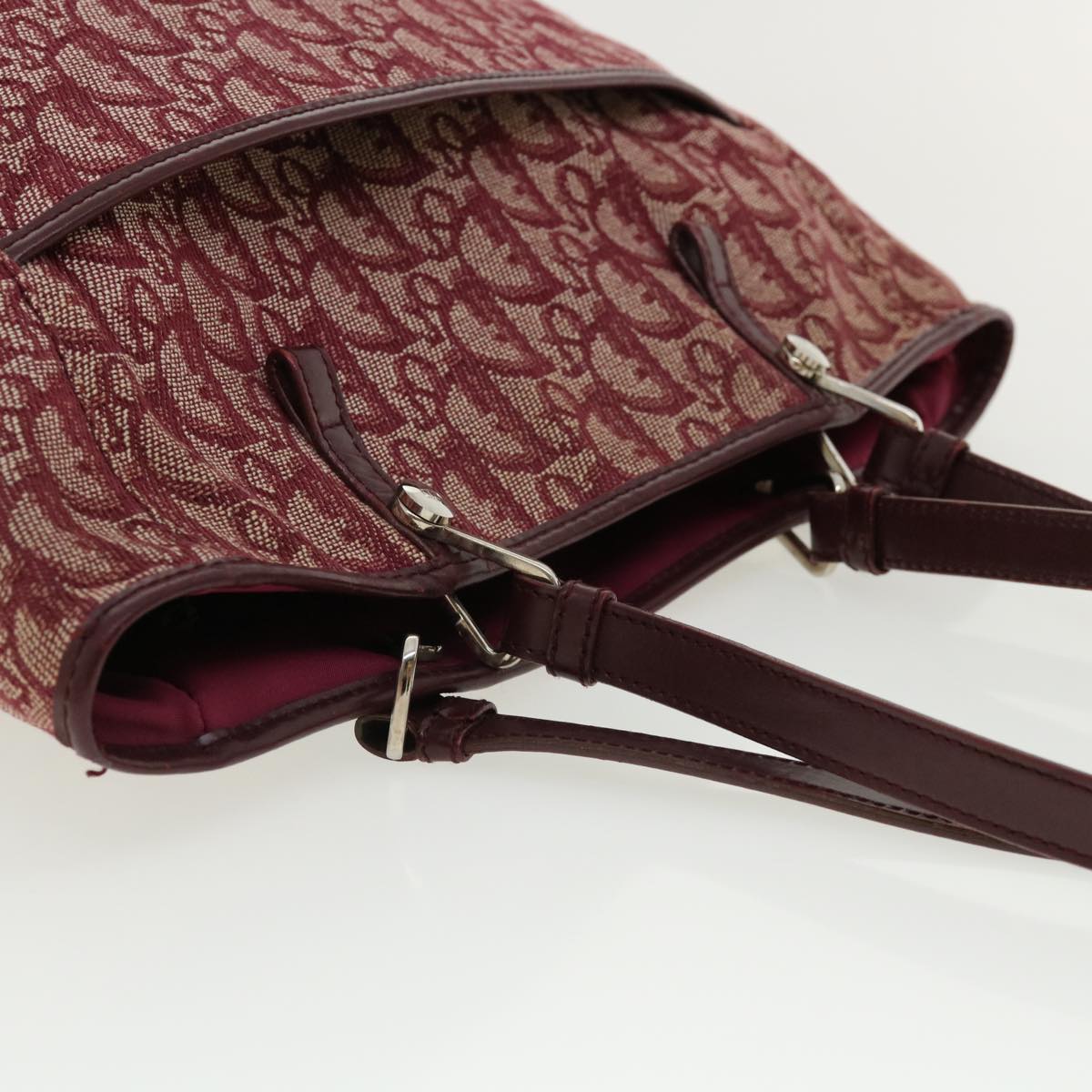 CHRISTIAN DIOR Trotter Canvas Tote Bag Red Auth tb175
