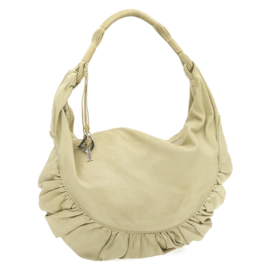 CHRISTIAN DIOR Shoulder Bag Leather Beige Auth rd1285