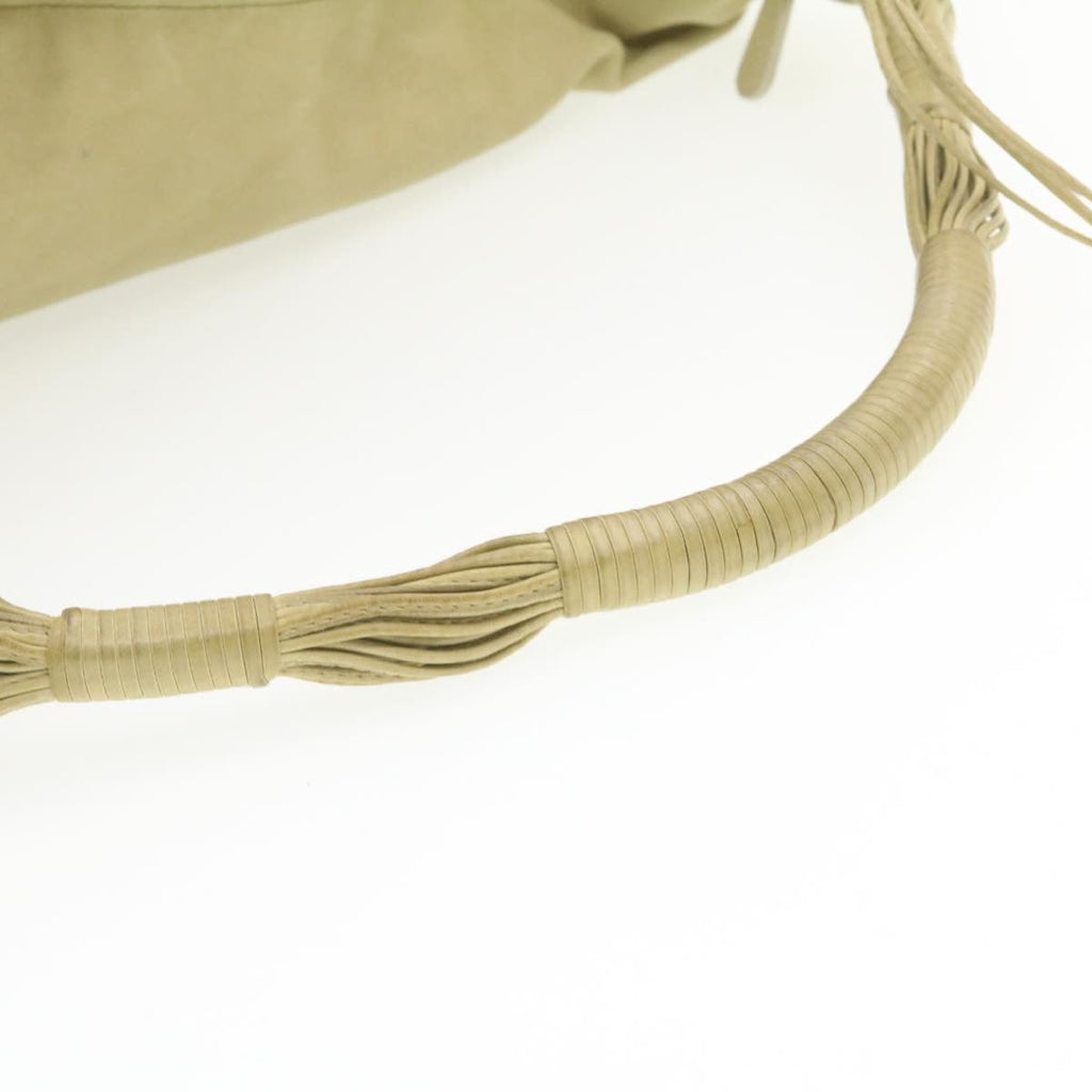 CHRISTIAN DIOR Shoulder Bag Leather Beige Auth rd1285