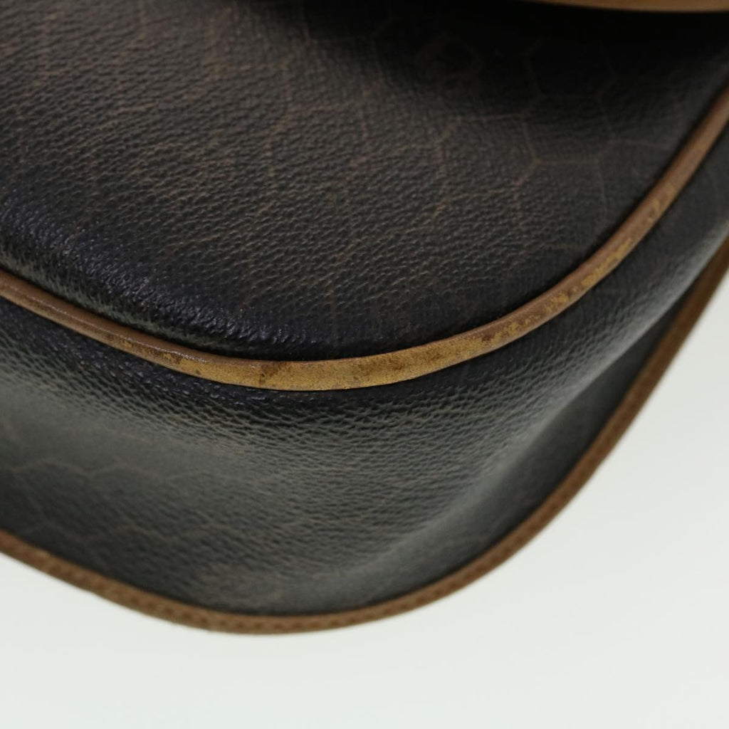 CHRISTIAN DIOR Honeycomb Canvas Shoulder Bag PVC Leather Black Auth ti1157
