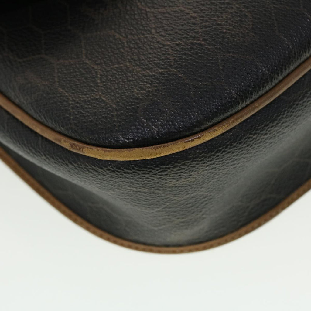 CHRISTIAN DIOR Honeycomb Canvas Shoulder Bag PVC Leather Black Auth ti1157