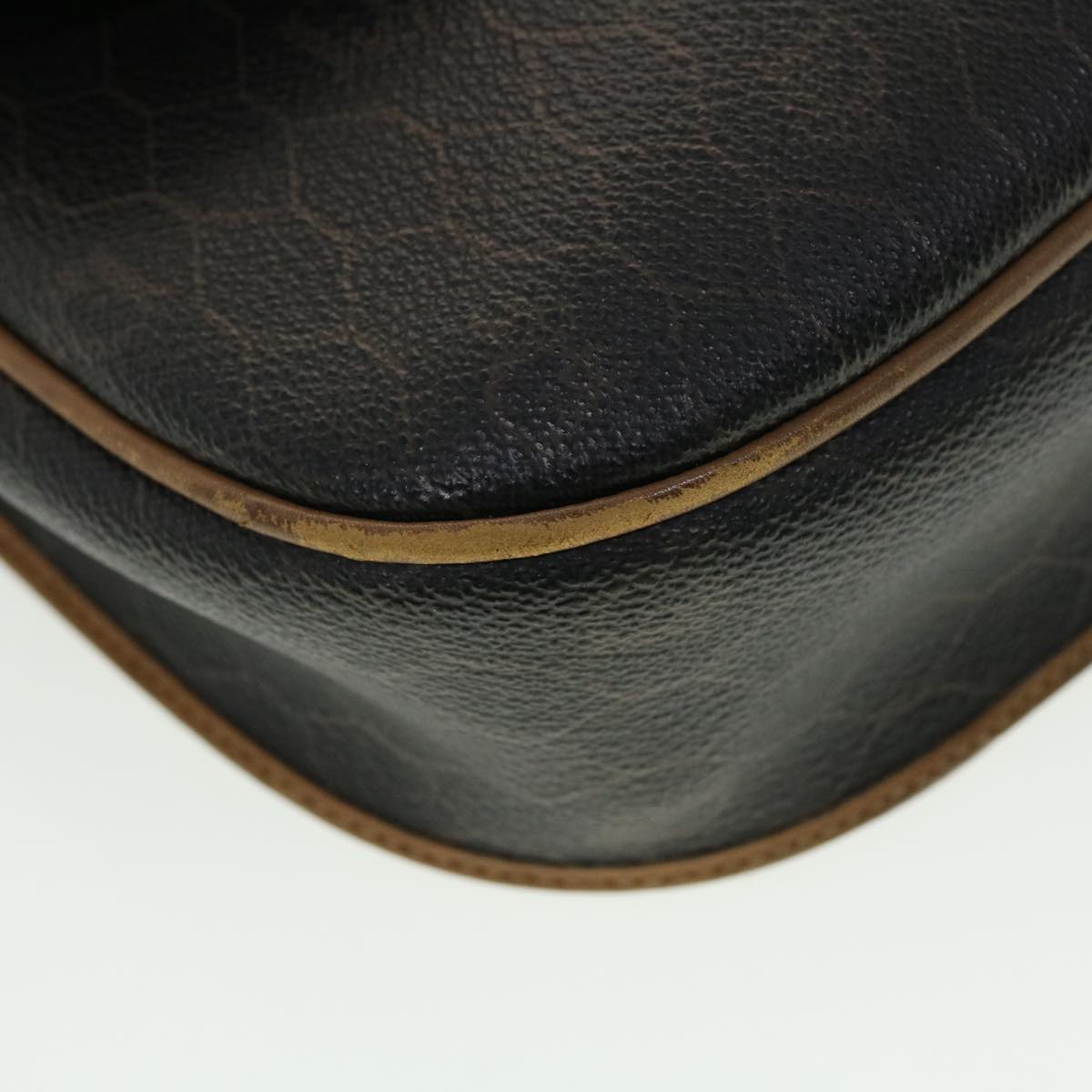 CHRISTIAN DIOR Honeycomb Canvas Shoulder Bag PVC Leather Black Auth ti1157