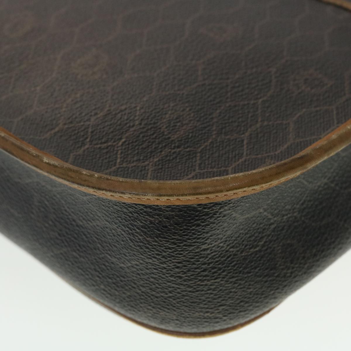 CHRISTIAN DIOR Honeycomb Canvas Shoulder Bag PVC Leather Black Auth ti1157