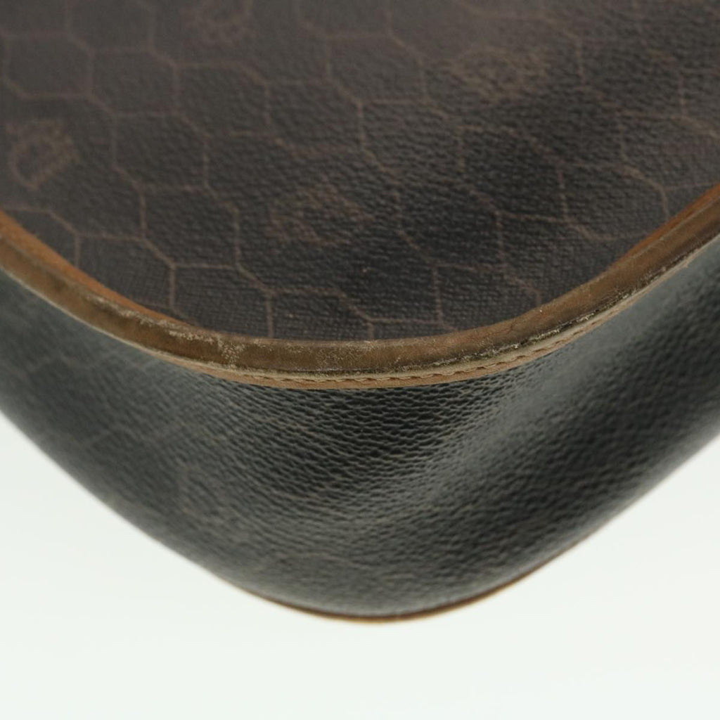 CHRISTIAN DIOR Honeycomb Canvas Shoulder Bag PVC Leather Black Auth ti1157