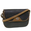 CHRISTIAN DIOR Honeycomb Canvas Shoulder Bag PVC Leather Black Auth ti1157