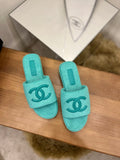 chanel Women's Mules Green For Women 1.5in/4cm