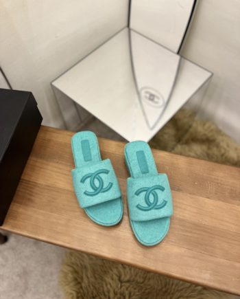 chanel Women's Mules Green For Women 1.5in/4cm