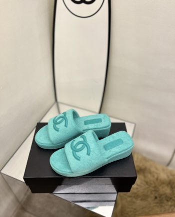 chanel Women's Mules Green For Women 1.5in/4cm