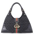 GUCCI Sherry GG Canvas Leather Shoulder Bag Black 130995